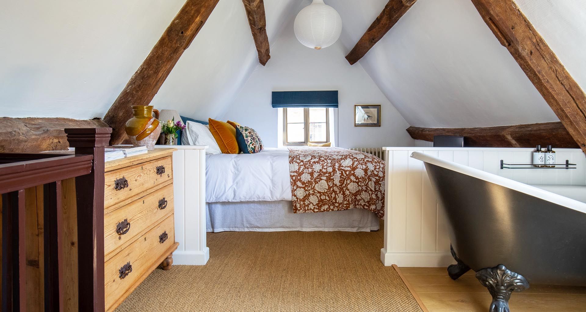 The top floor of Armada Cottage is home to the master suite.