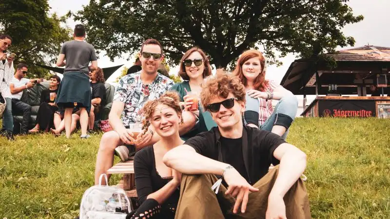 A family at a music festival