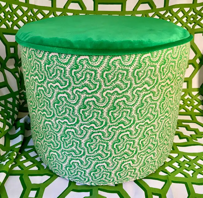 Abbey Green Ottoman – available to buy soon from Astman Taylor