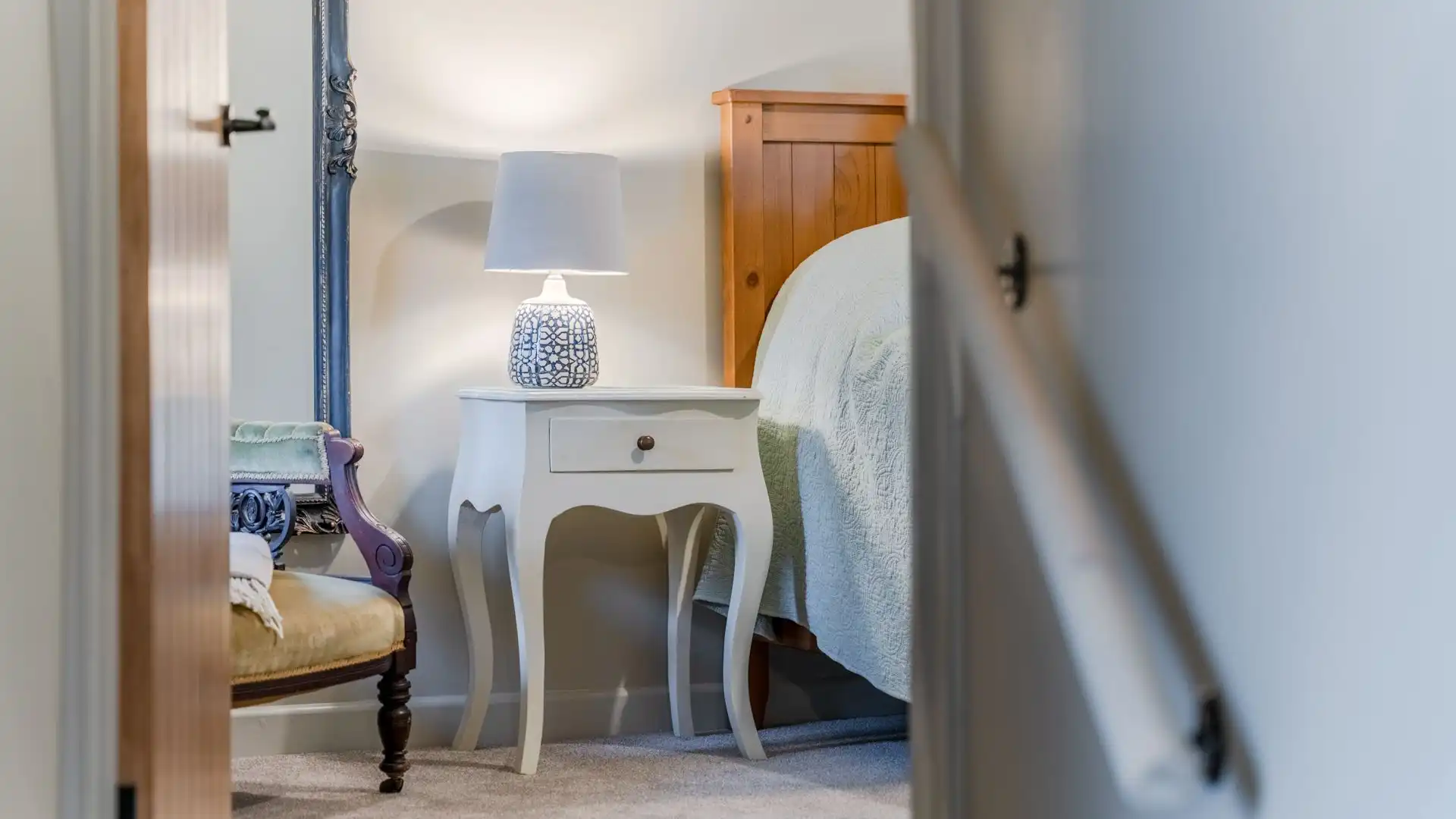 View From Stairs to Bedroom Two, Cotswold Way Cottage, Bolthole Retreats