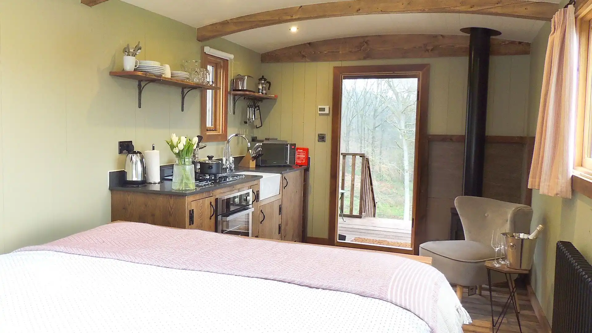 From the bed to the door, Bertha, Bolthole Retreats
