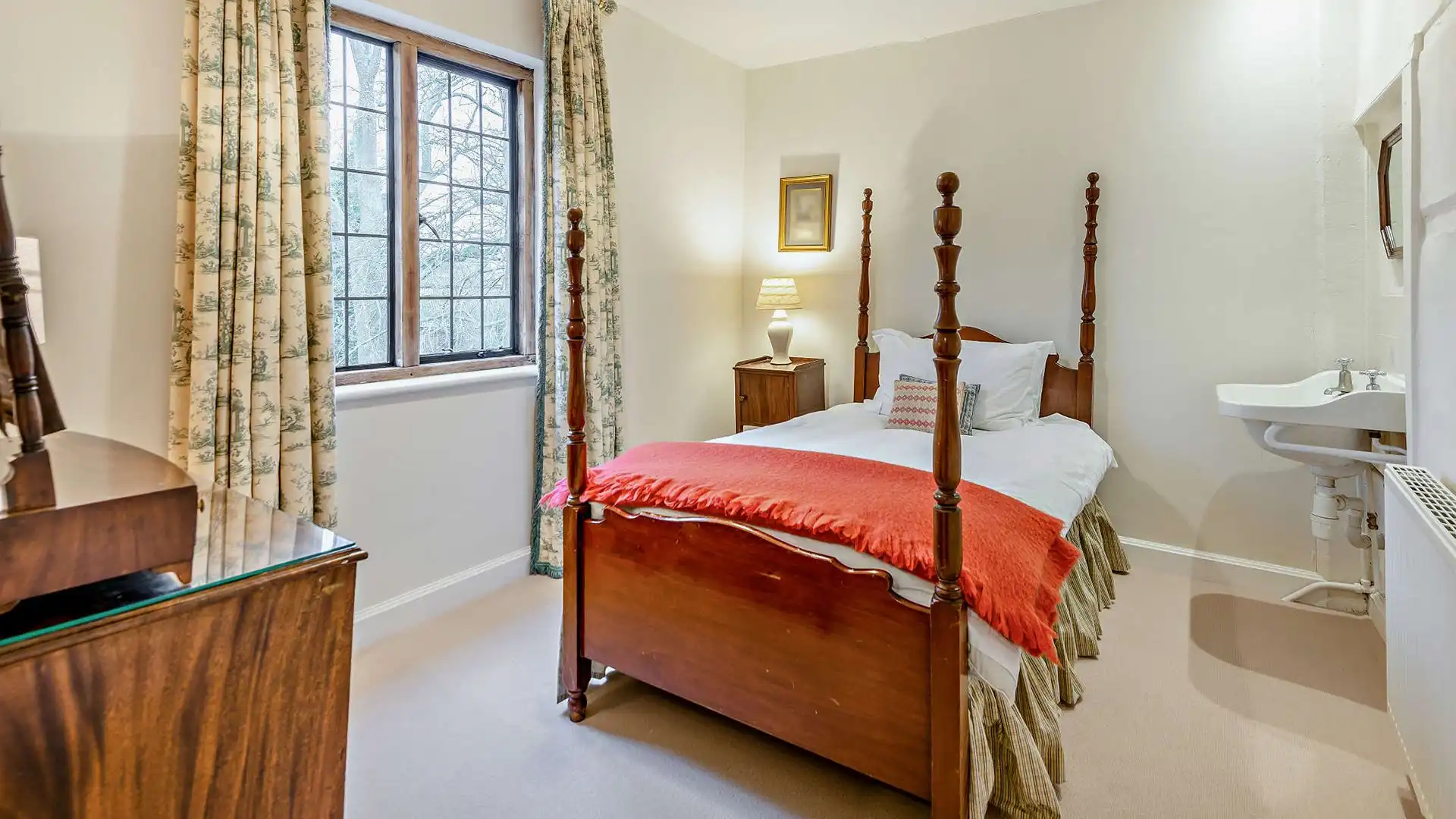 Full of personality, bedroom four has a four poster single bed making anyone staying in this room feel a little bit special