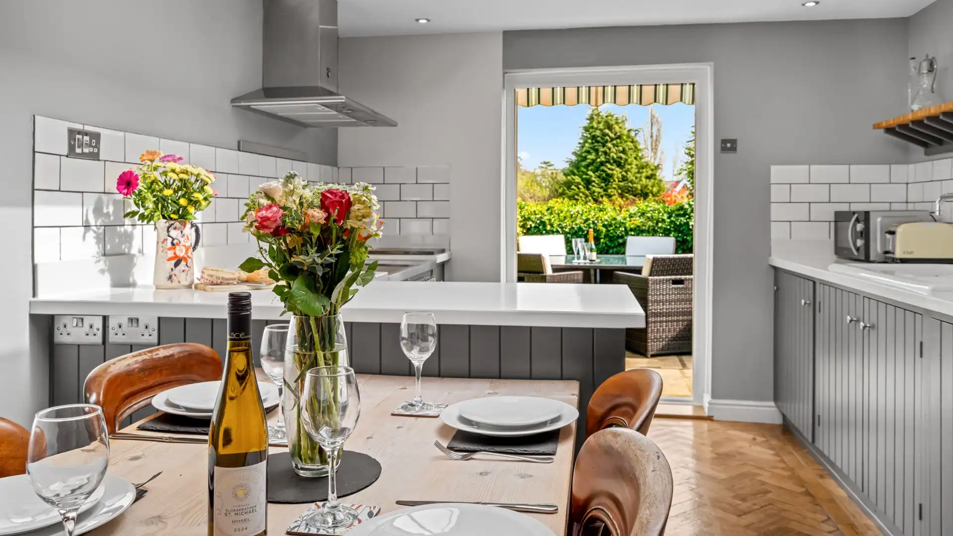 Enjoy your morning coffee with the doors, Horsefair Cottage.