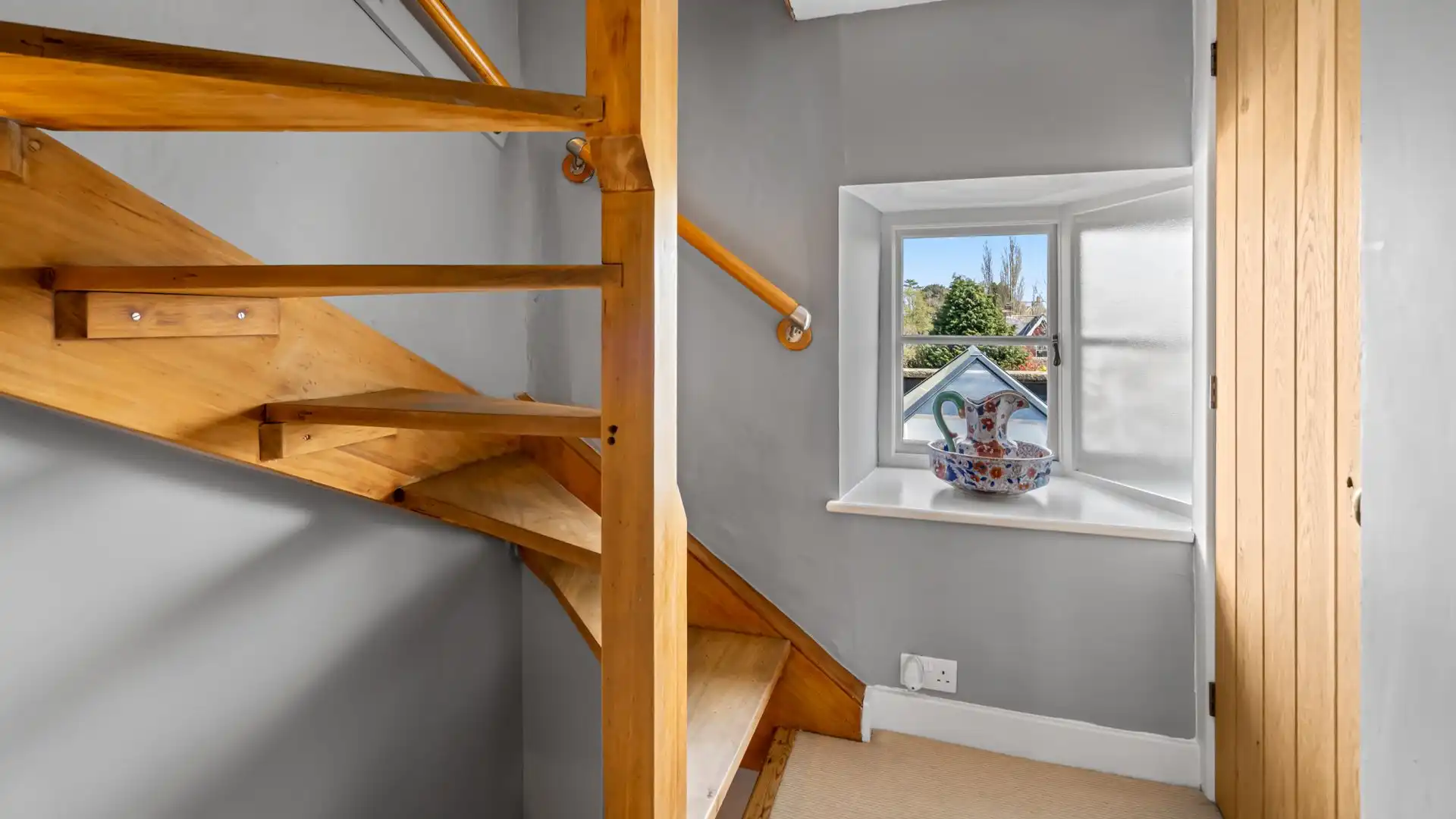 The unique stairs feature, Horsefair Cottage.