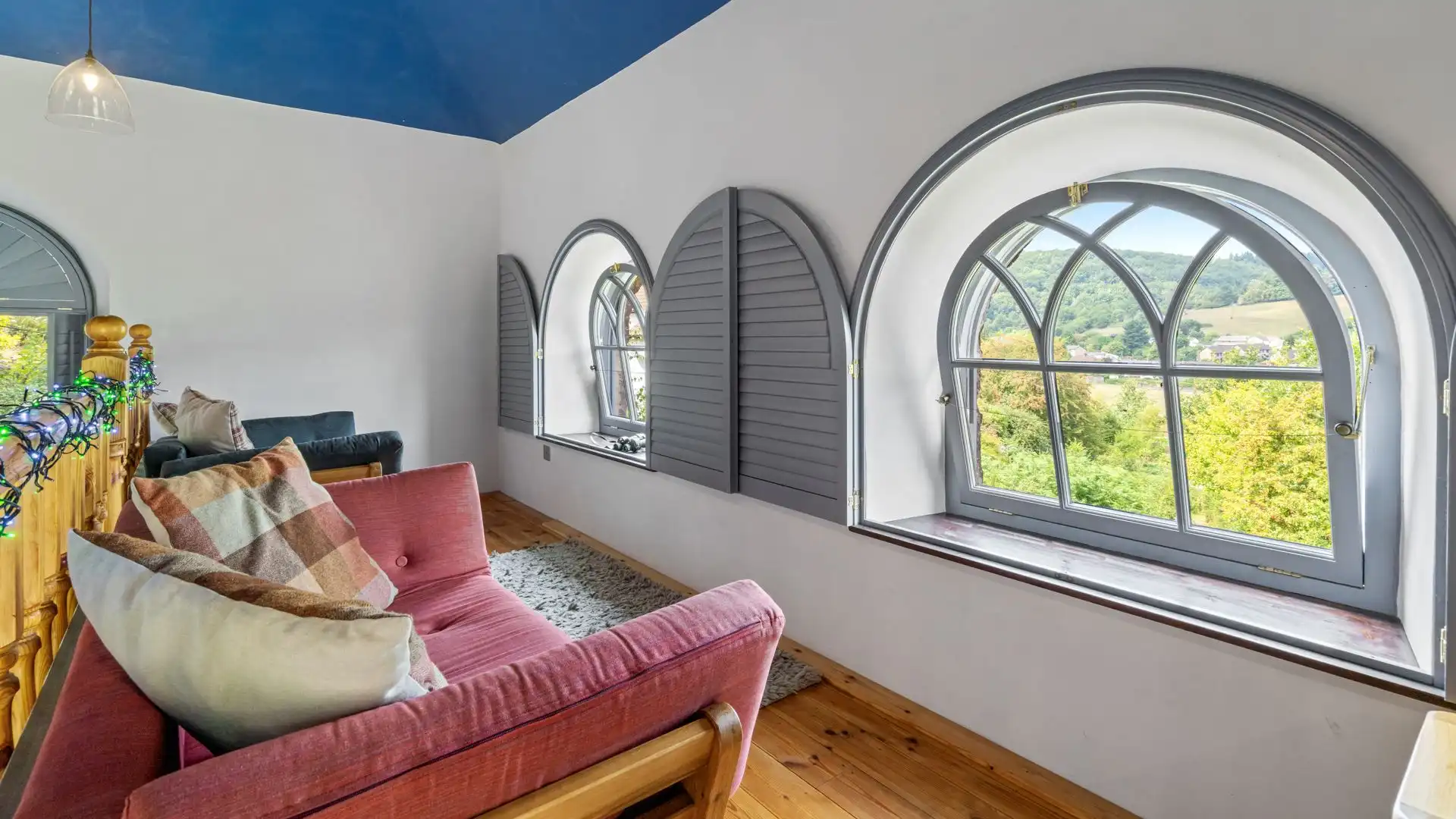 It's a lovely spot to enjoy the views, starting the day here with a cup of coffee spotting the birdlife that flits by the arched windows.