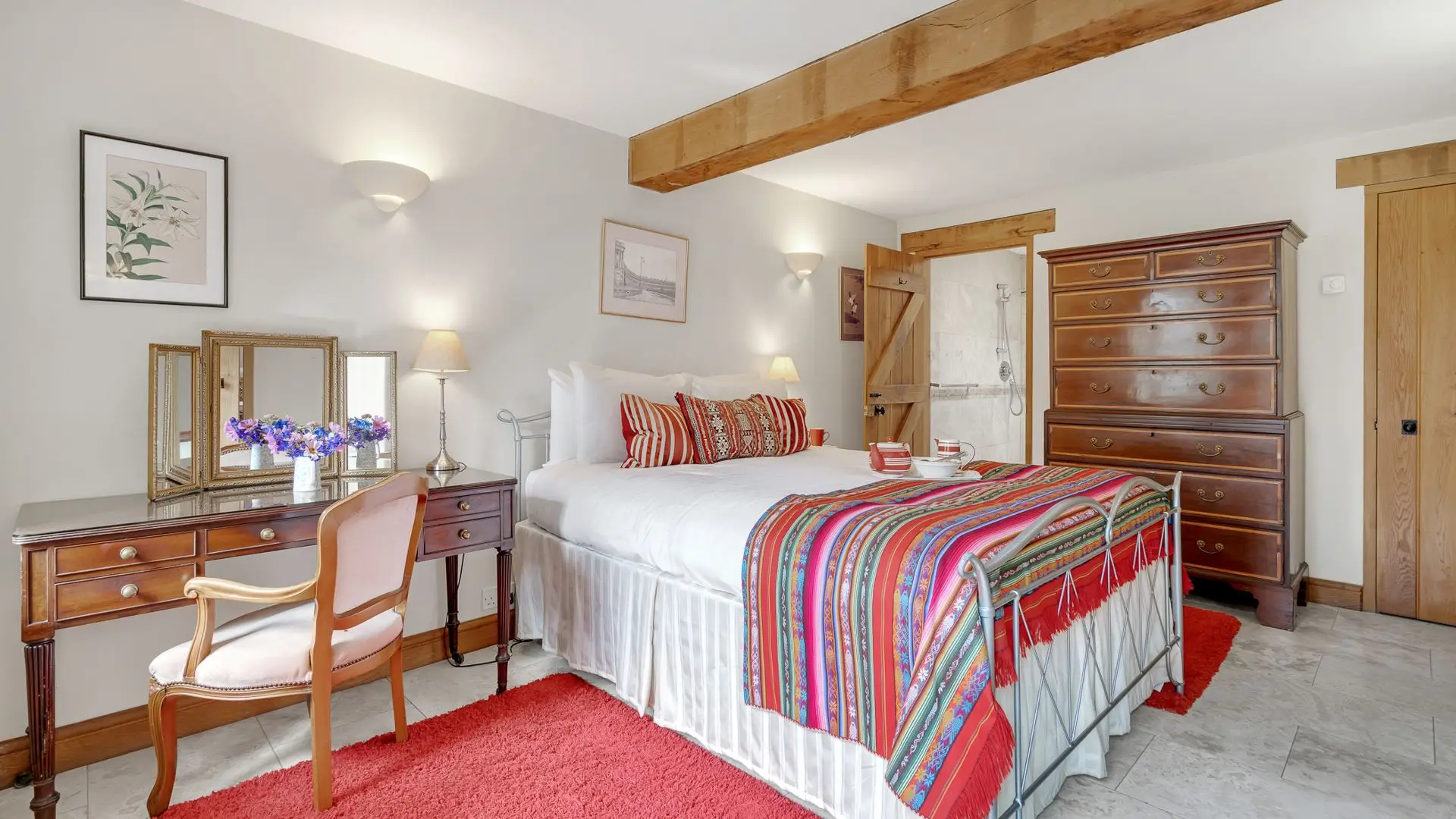 Bedroom one has a king-size bed and en-suite.