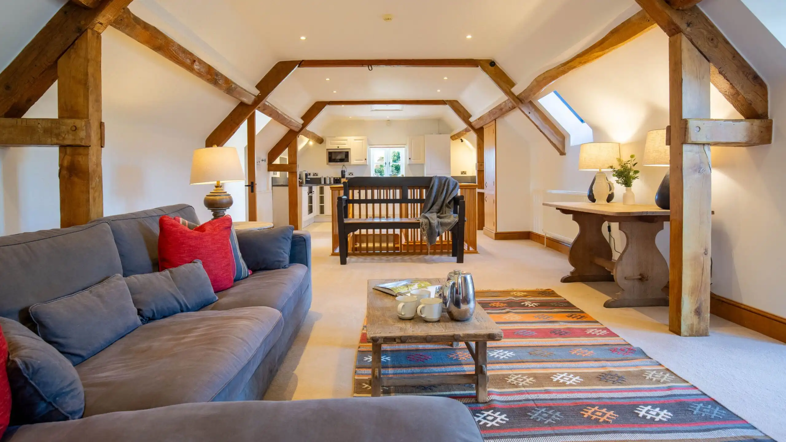 Upstairs, the open plan living area has more than enough space to spread out. 