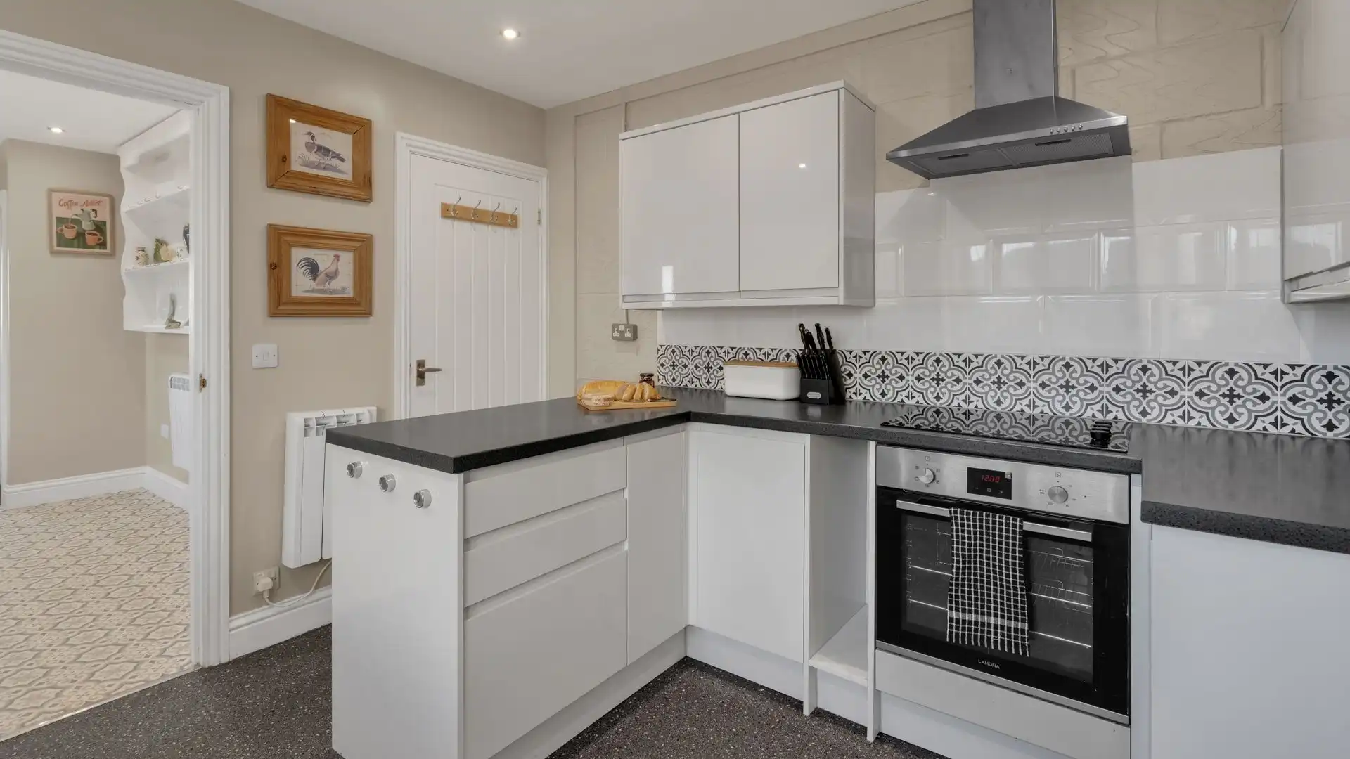 Prepare meals in the well-equipped kitchen.