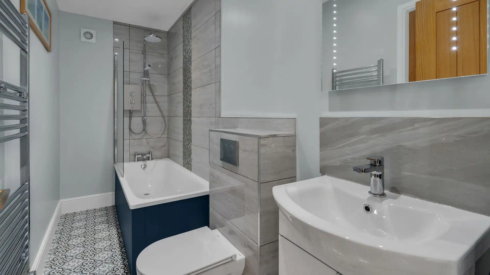 The Jack-and-Jill bathroom is accessed from both bedrooms.