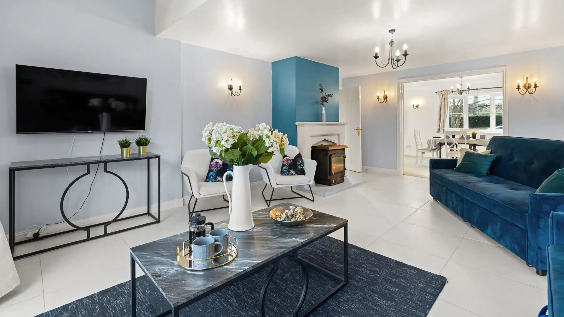 The woodburner is a fantastic benefit making this room perfect for an evening in when the weather cools. 