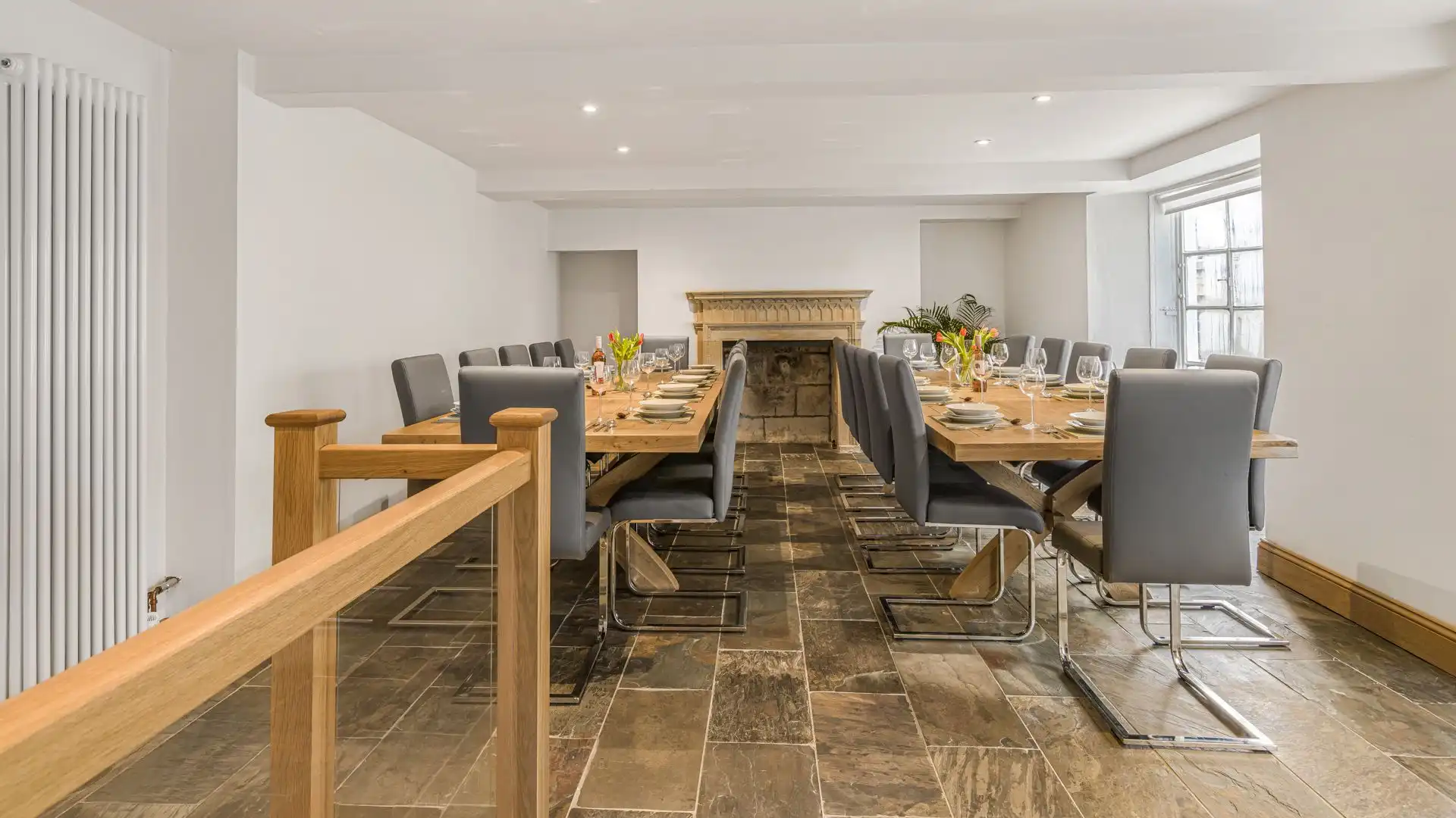 The banqueting hall seats 24 for an all-family get-together.