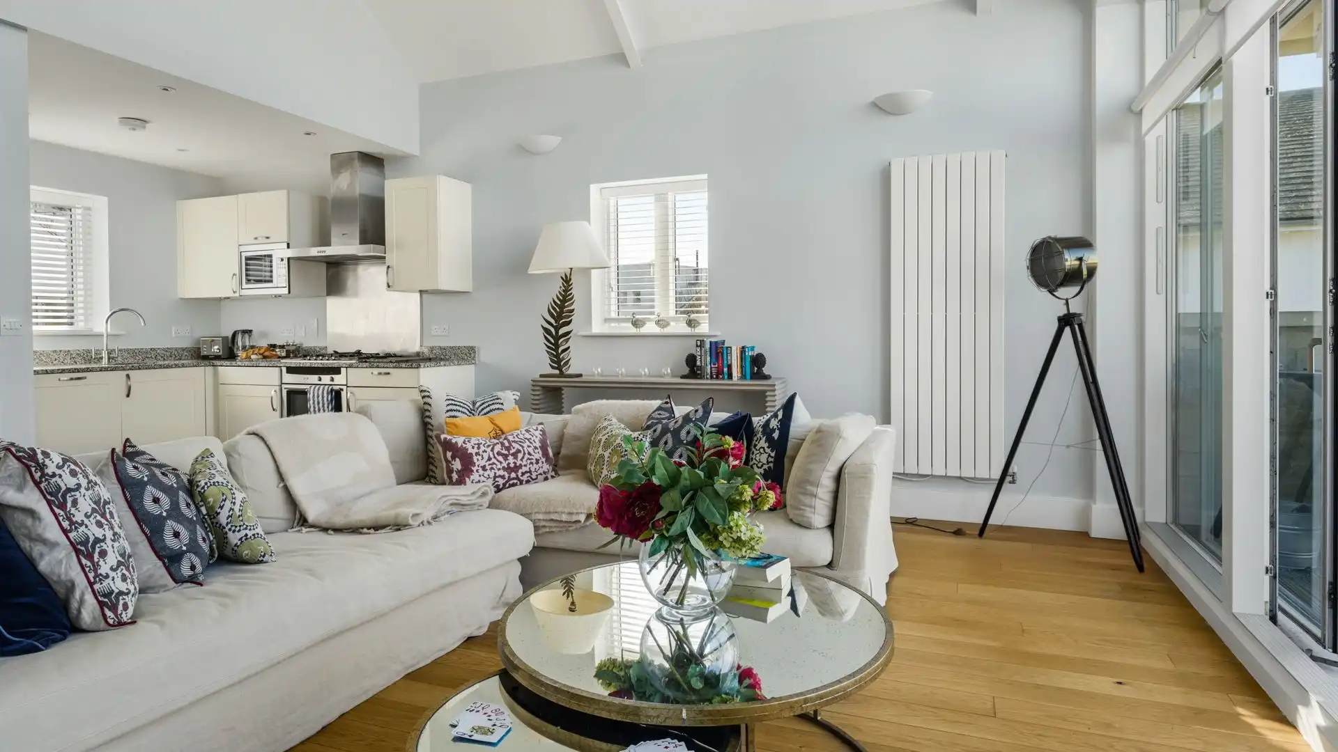 Thoughtfully arranged to capture the lake views, the open-plan living space sits on the first floor. 