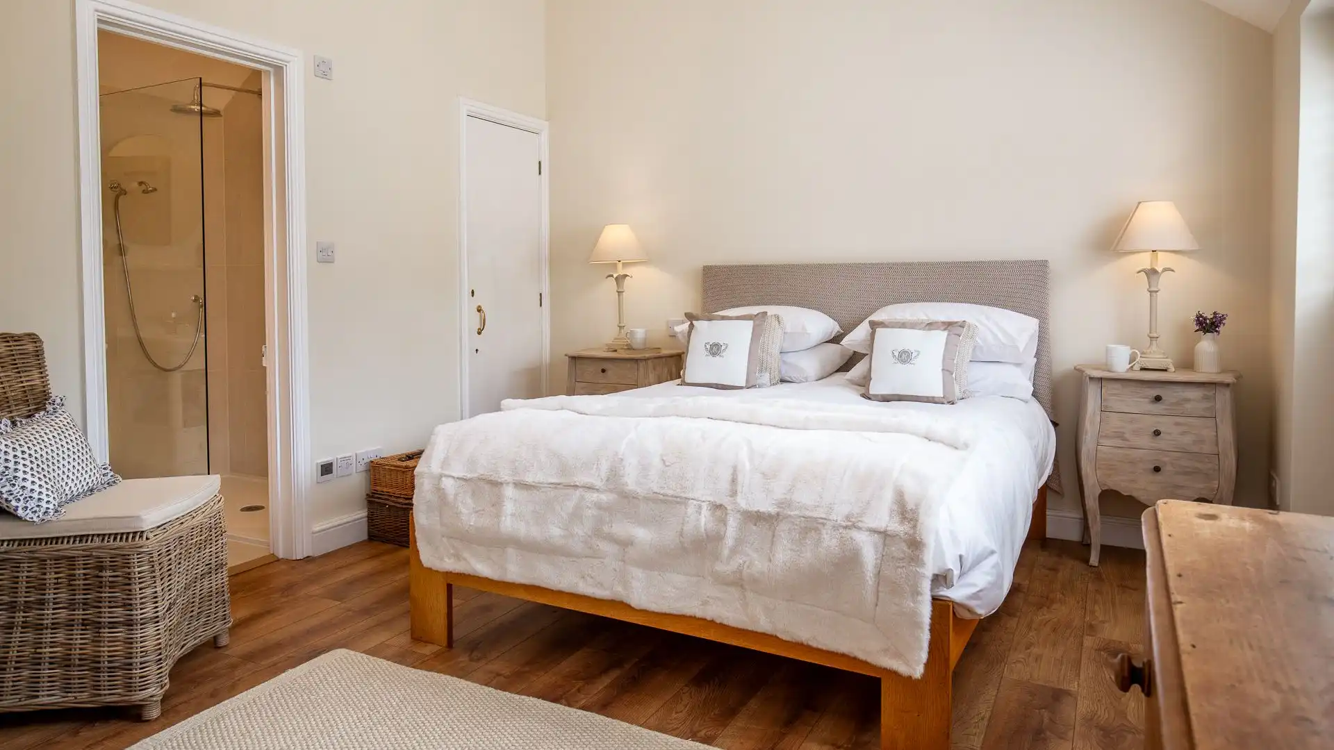 Spacious bedroom one has a king-size bed and en suite