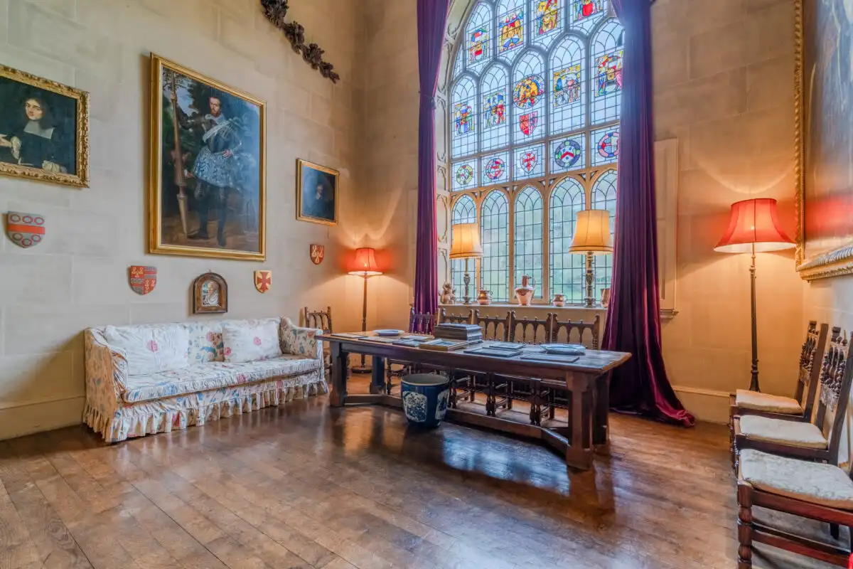 a historic chapel with stained glass on a private estate in the UK